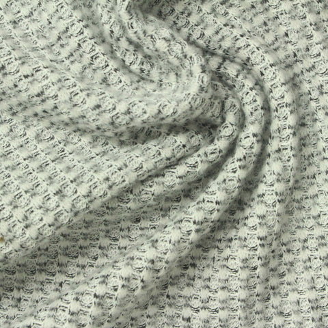 Black Geometric Waffle Knit, Poly-Viscose
