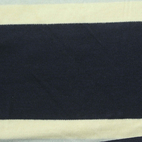 Navy Horizontal-Stripe Ponte Knit, Viscose
