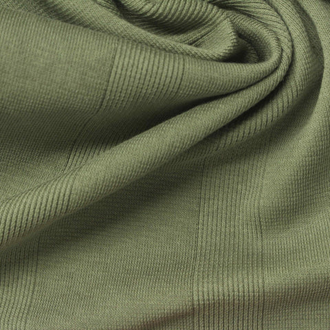Cotton Stretch Rib Knit Fabric, 225 gsm, 150 cm — Green