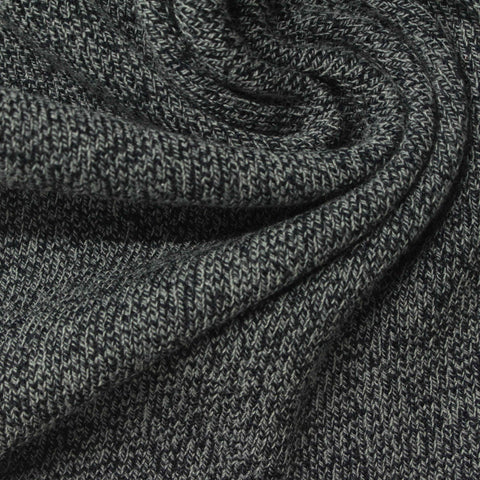 Dark Grey Heathered-Marl Rib Knit, Polyester, 380 gsm