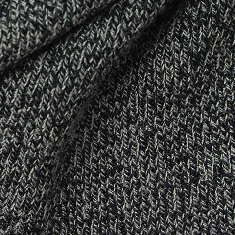 Dark Grey Heathered-Marl Rib Knit, Polyester, 380 gsm