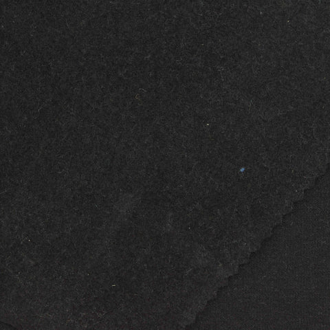Brushed Acrylic Cotton Blend Stretch French Terry Fabric, 460 gsm, 160 cm — Black