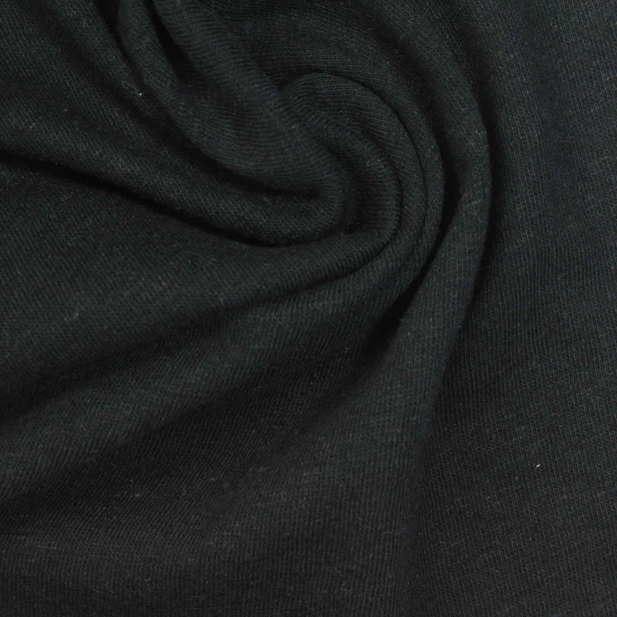 Yarn-Dyed Linen Cotton Jersey Knit Fabric, 190 gsm, 150 cm — Black