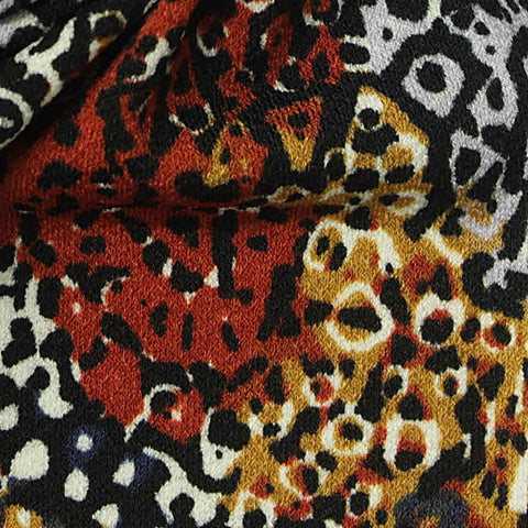 Black Abstract-Animal Print Linen-Look, Polyester