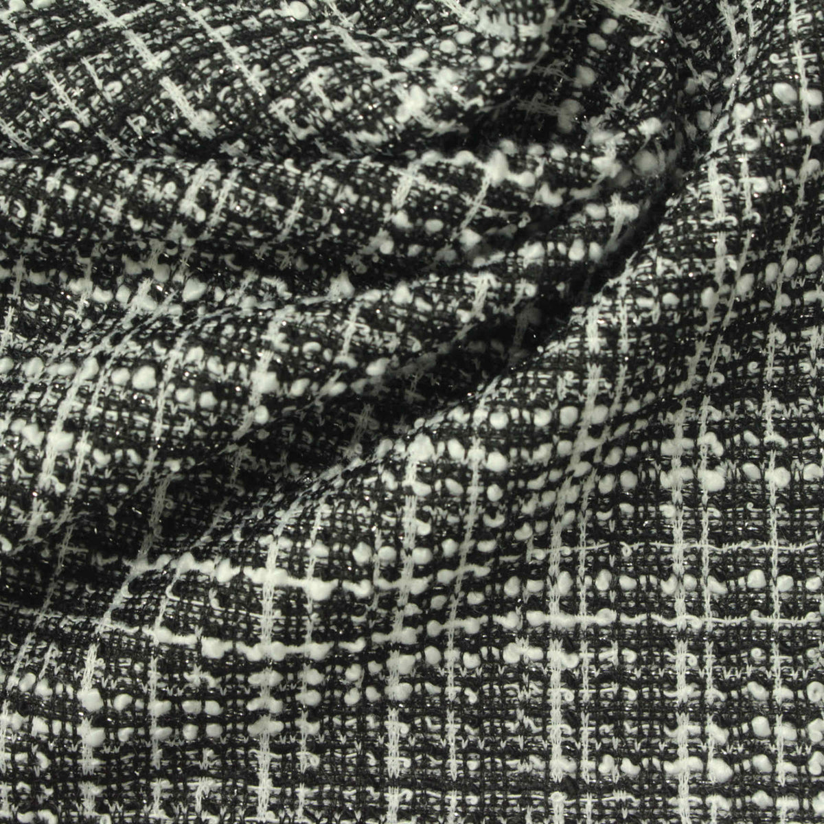 Black Textured-Check Bouclé, Polyester