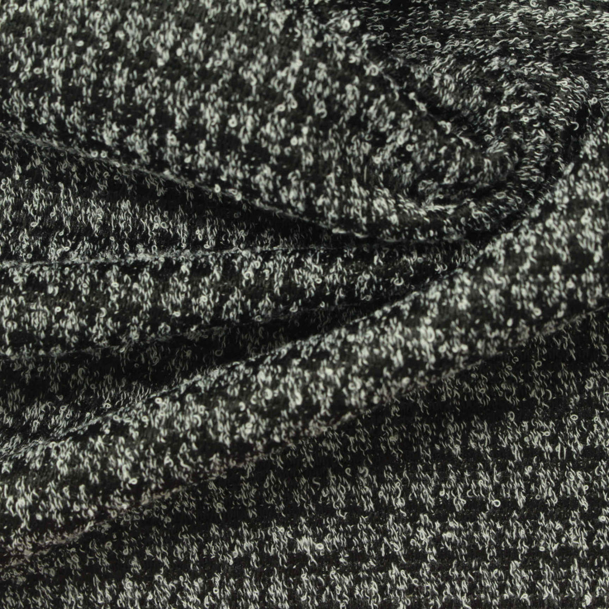 Black Marl Chunky Knit, Polyester, 230 gsm