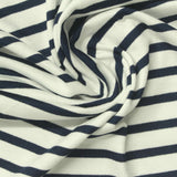 Navy Horizontal-Stripe Jersey Knit, Viscose