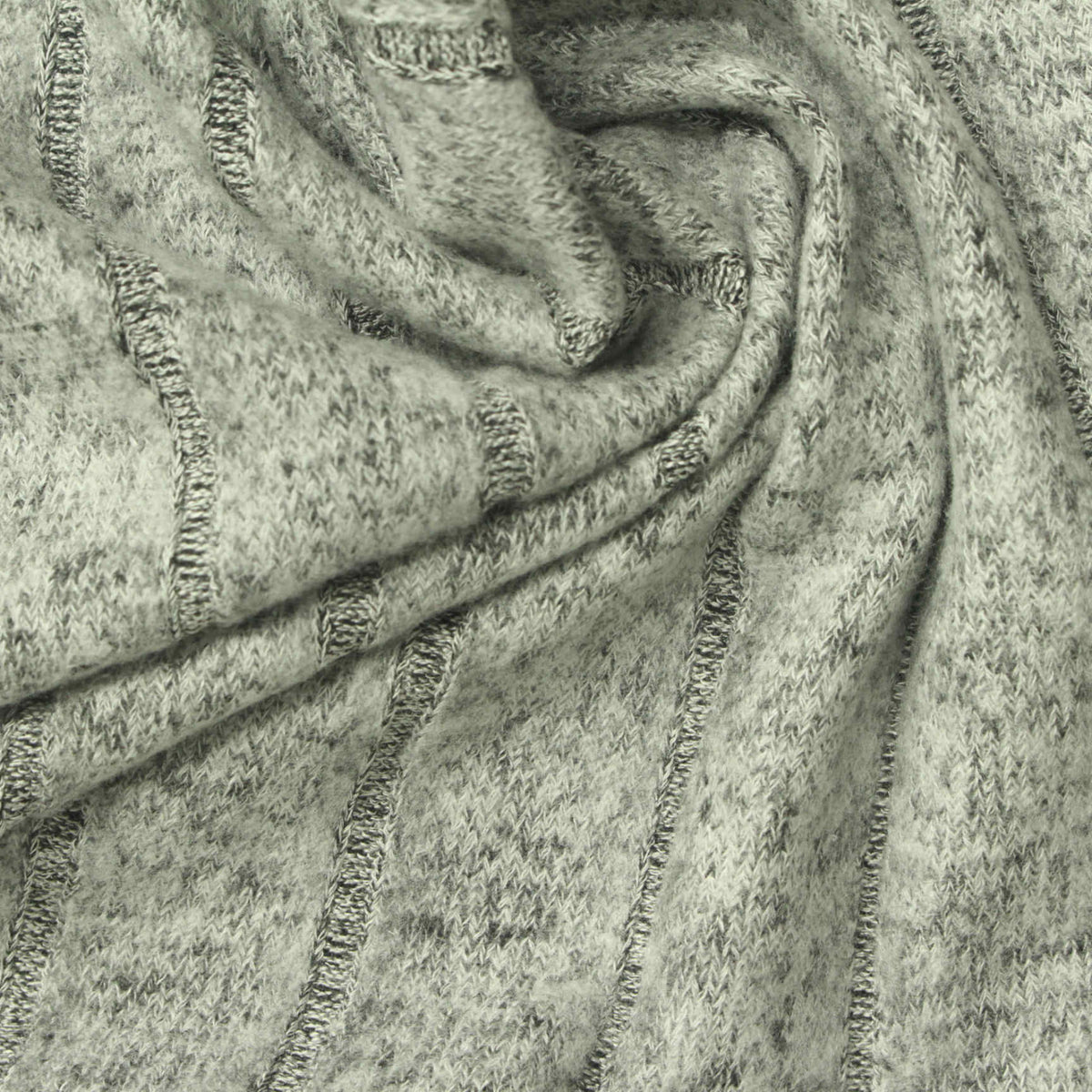 Grey Marl Rib Knit, Viscose-Poly, 190 gsm, 165 cm