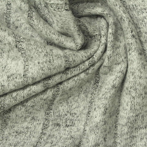 Grey Marl Rib Knit, Viscose-Poly, 190 gsm, 165 cm