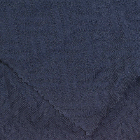 Dark Blue Tone-on-Tone Chevron Jersey Knit, Cotton