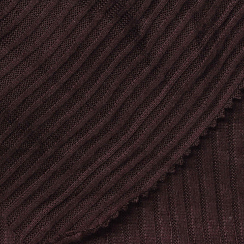 Brushed Polyester Stretch Rib Knit Fabric, 210 gsm, 150 cm — Brown
