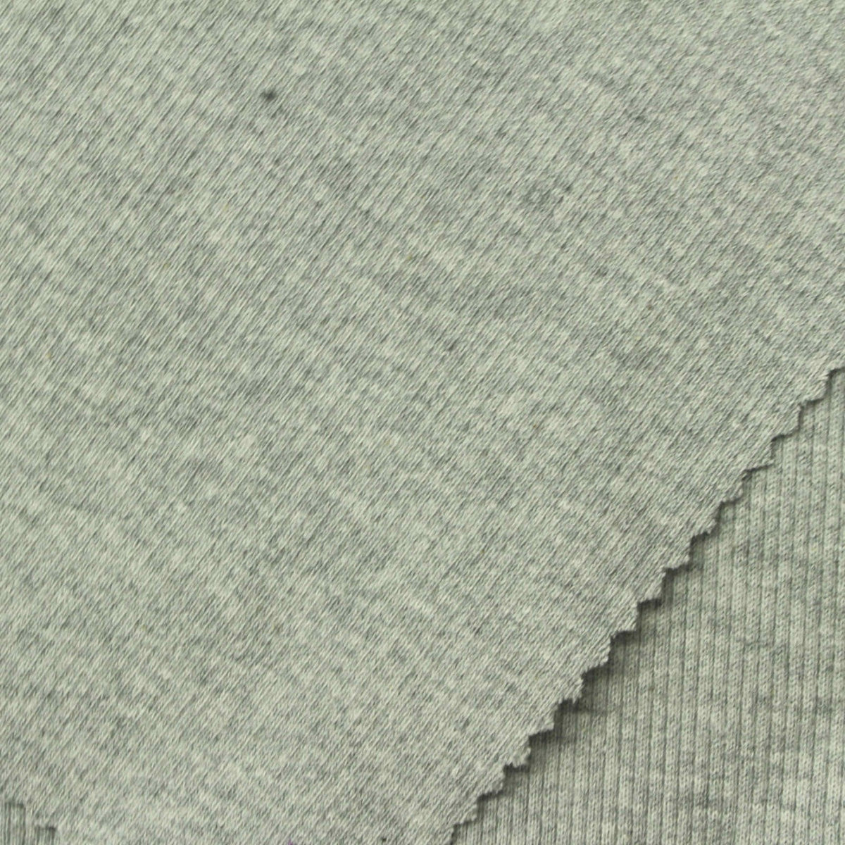 Light Grey Marl Rib Knit, Cotton-Viscose, 405 gsm