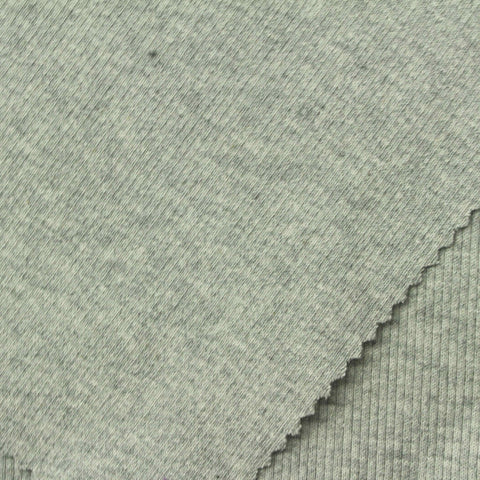 Light Grey Marl Rib Knit, Cotton-Viscose, 405 gsm
