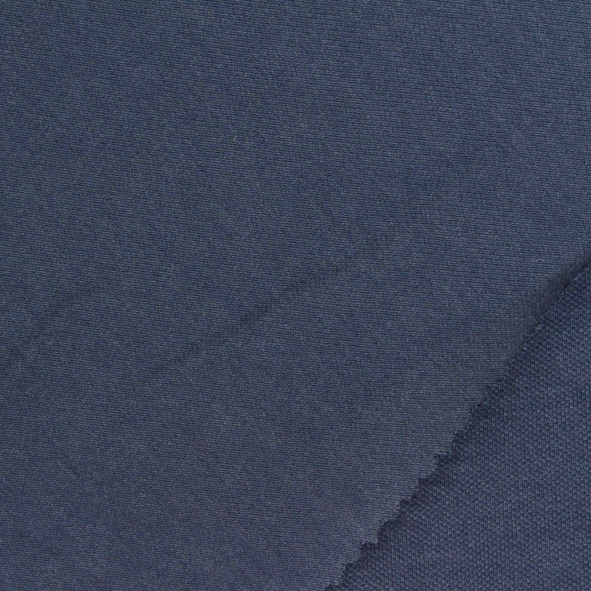 Bamboo Cotton Stretch Piqué Knit Fabric, 215 gsm, 175 cm — Navy