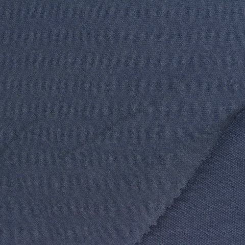 Bamboo Cotton Stretch Piqué Knit Fabric, 215 gsm, 175 cm — Navy