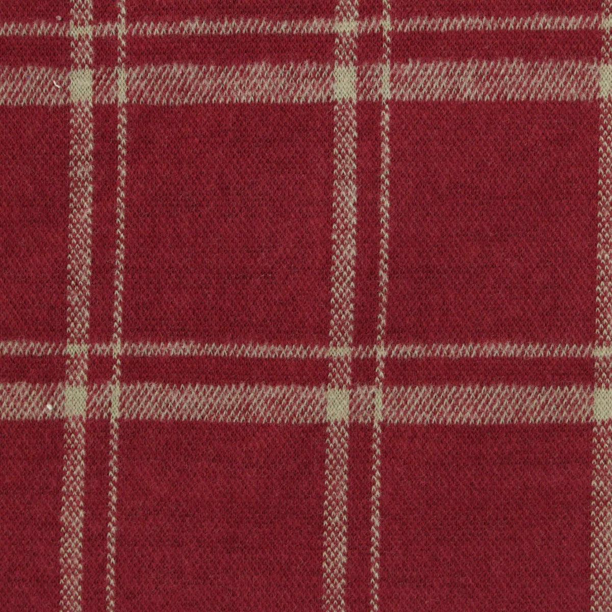 Red Plaid Interlock Knit, Cotton