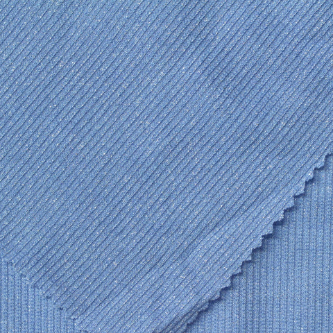 Light Blue Marl Rib Knit, Polyester, 170 gsm