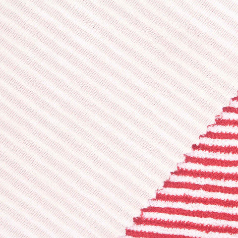 Red Horizontal-Stripe Interlock Knit, Polyester, 250 gsm
