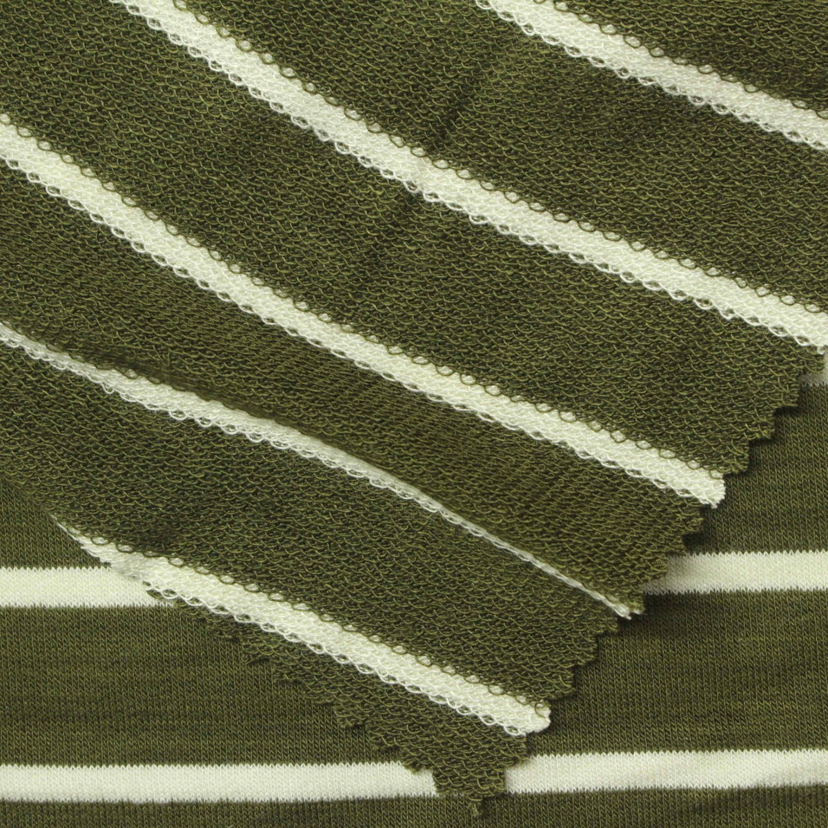 Olive Stripes French Terry, Viscose
