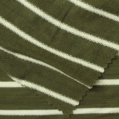 Olive Stripes French Terry, Viscose