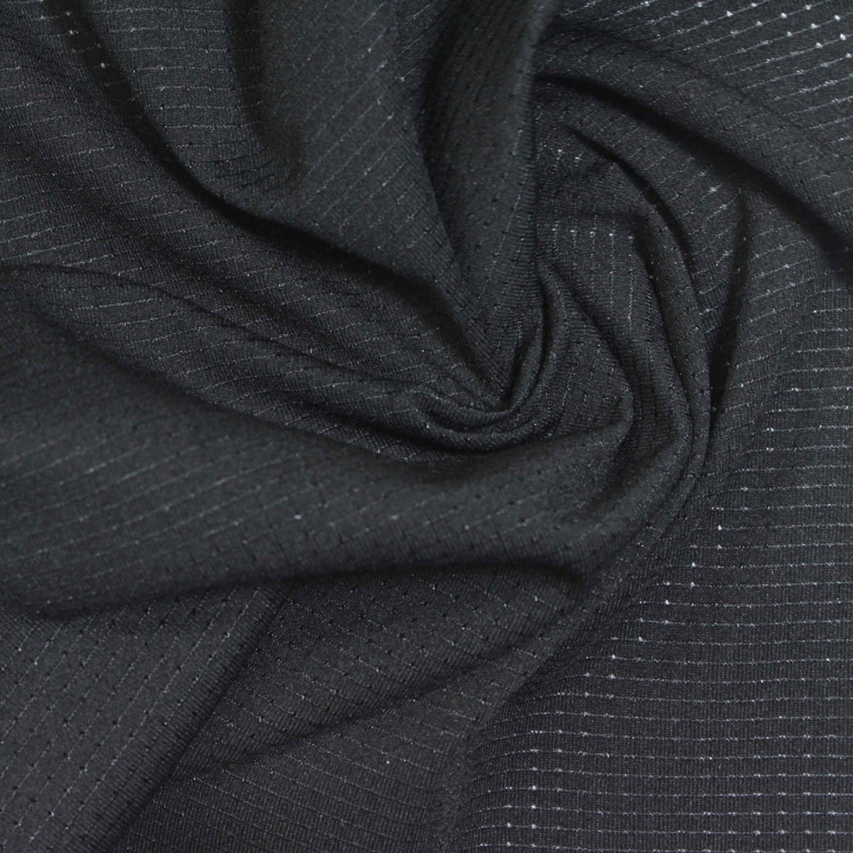 Black Lines Birdseye Knit, Polyester, 125 gsm
