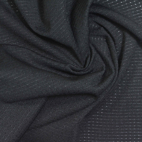 Black Lines Birdseye Knit, Polyester, 125 gsm