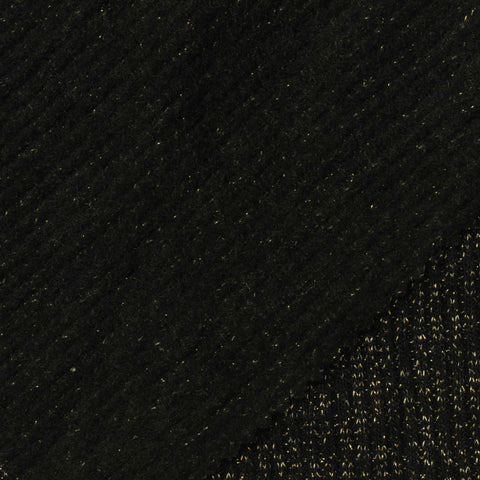 Jacquard Brushed Polyester Viscose Metallic Stretch Rib Knit Fabric, 350 gsm, 150 cm — Black