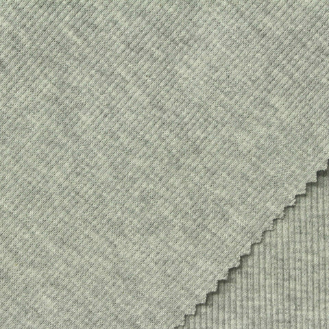 Light Grey Marl Rib Knit, 330 gsm