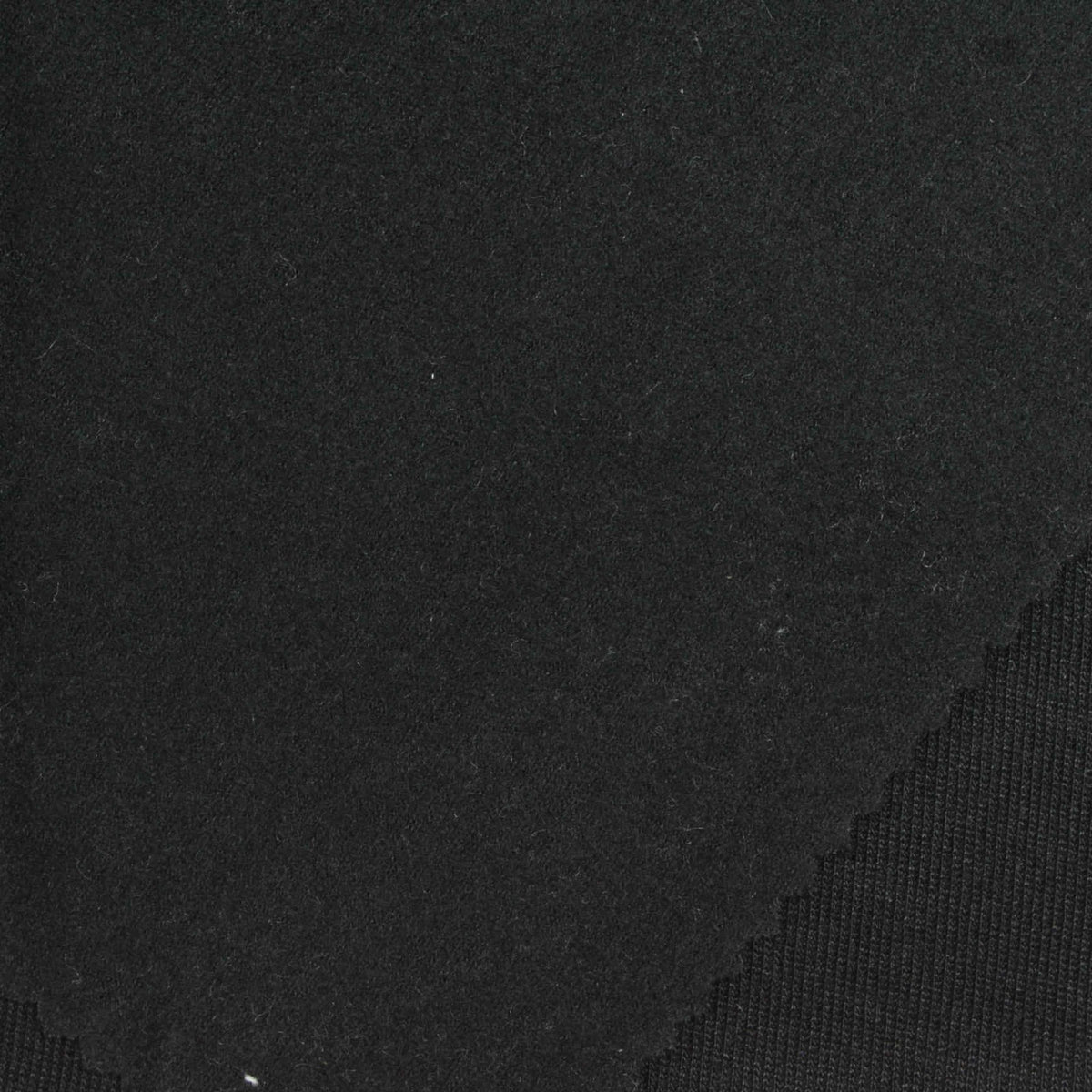 Brushed Polyester Stretch Rib Knit Fabric, 180 gsm, 185 cm — Black