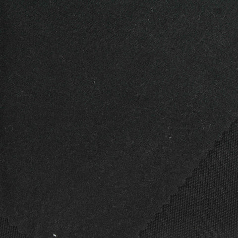 Brushed Polyester Stretch Rib Knit Fabric, 180 gsm, 185 cm — Black