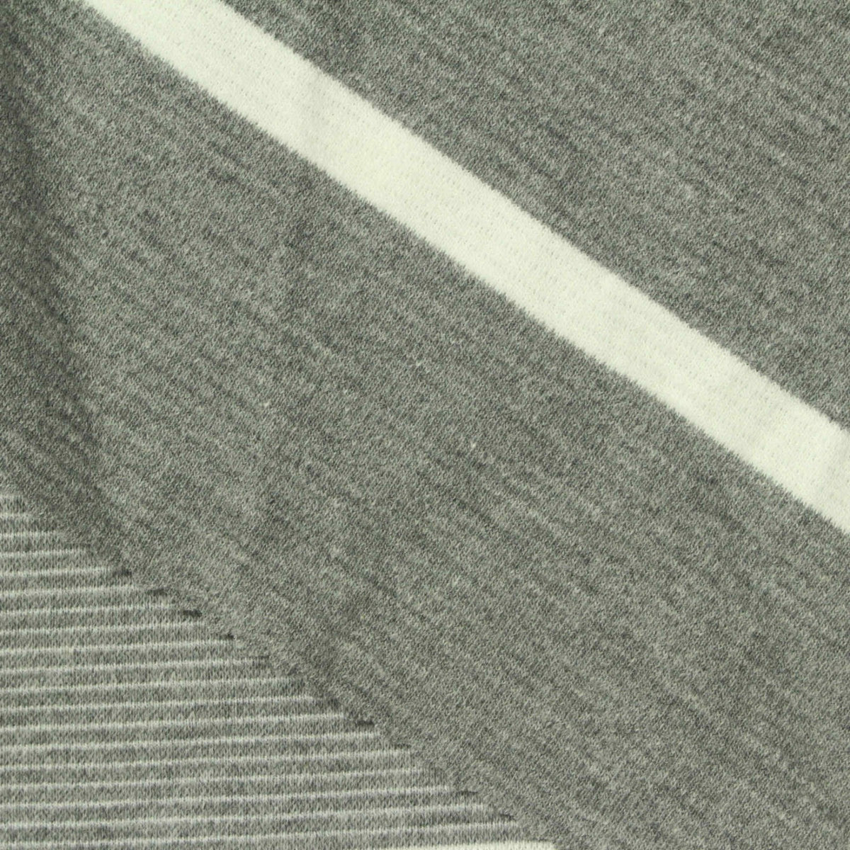 White Diagonal-Stripe Knit, Cotton-Poly