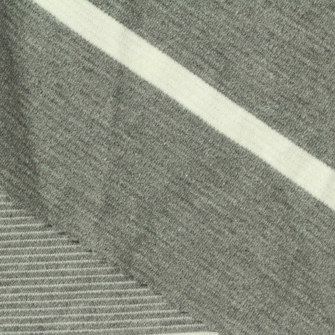 White Diagonal-Stripe Knit, Cotton-Poly
