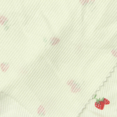 Fine Floral Viscose Stretch Rib Knit Fabric, 270 gsm, 120 cm — Yellow