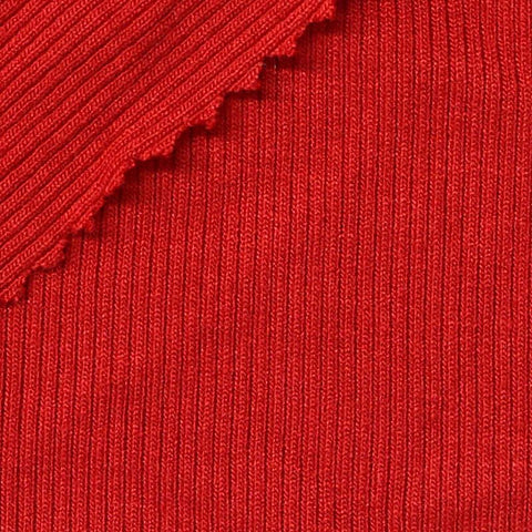 Viscose Stretch Rib Knit Fabric, 270 gsm, 120 cm — Red, ref EF-259023