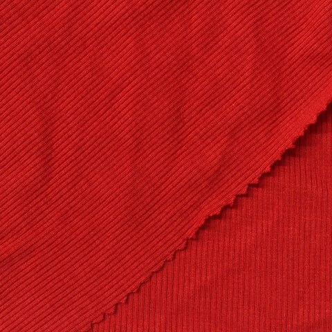 Viscose Stretch Rib Knit Fabric, 270 gsm, 120 cm — Red, ref EF-259023