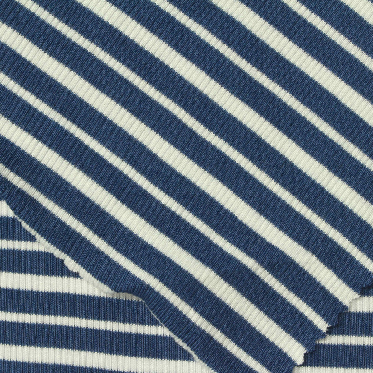 Blue Diagonal-Stripe Rib Knit, Viscose