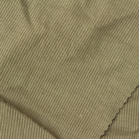 Viscose Stretch Rib Knit Fabric, 270 gsm, 120 cm — Khaki, ref EF-259049