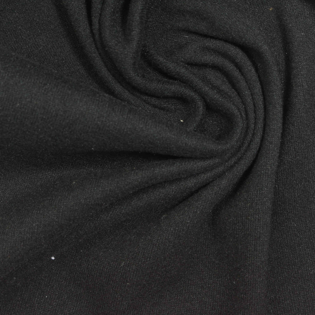 Polyester Stretch Rib Knit Fabric, 220 gsm, 185 cm — Black