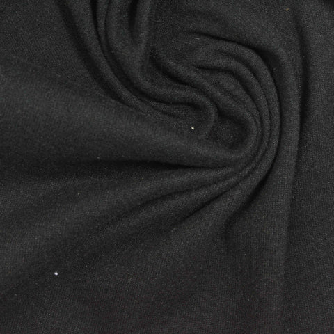 Polyester Stretch Rib Knit Fabric, 220 gsm, 185 cm — Black