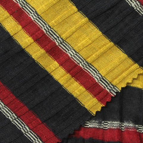 Black Stripes Rib Knit, Poly-Viscose, 260 gsm