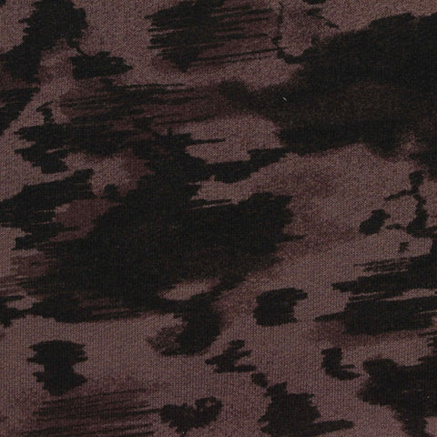 Dark Brown Animal Print French Terry, Poly-Viscose