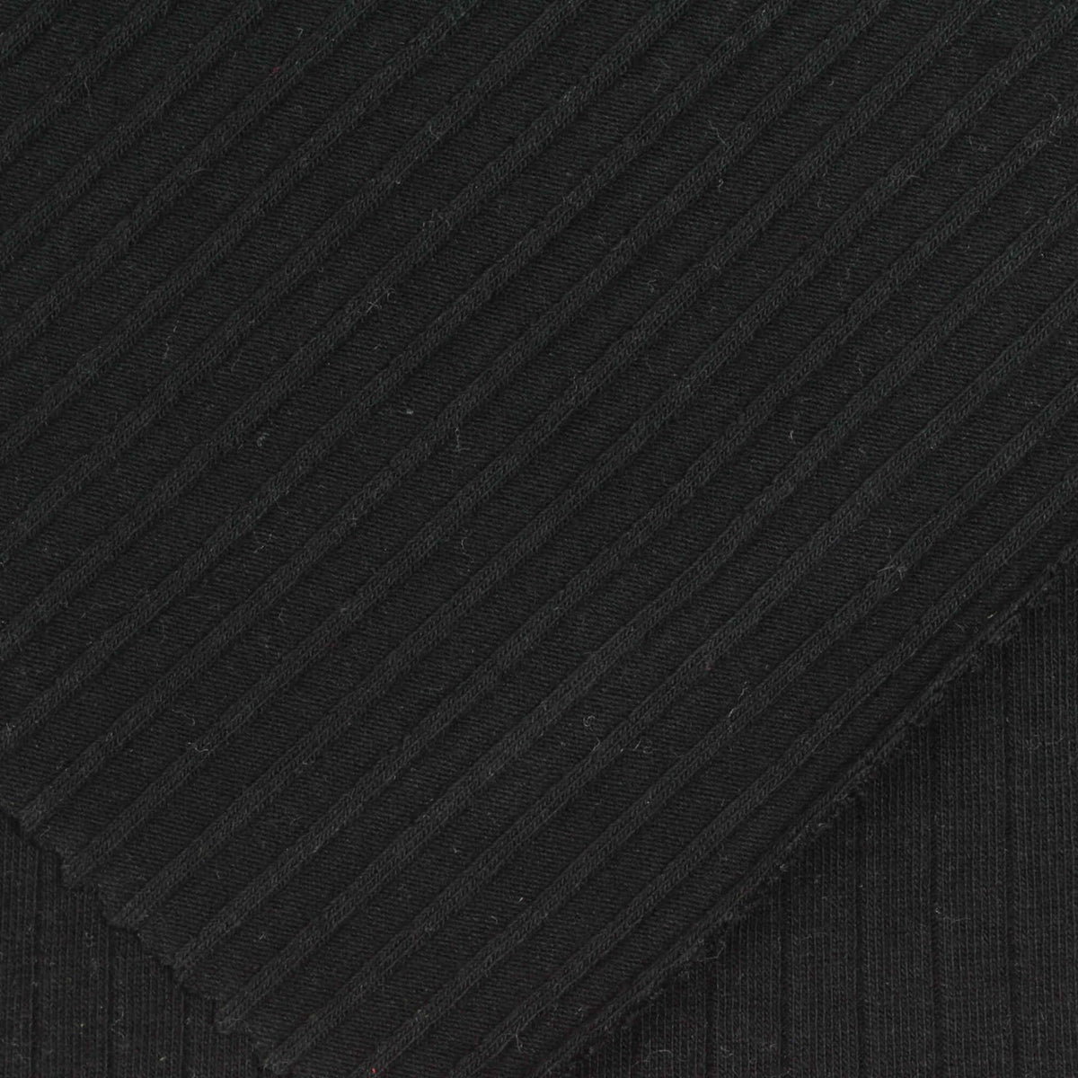 Cotton Stretch Rib Knit Fabric, 205 gsm, 130 cm — Black