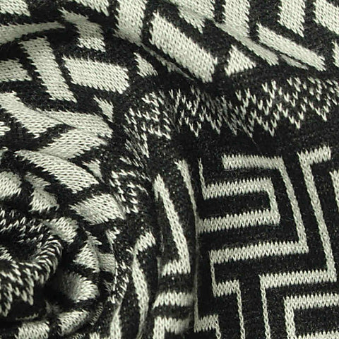Black Geometric Jacquard, Poly-Viscose, 270 gsm