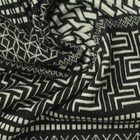Black Geometric Jacquard, Poly-Viscose, 270 gsm