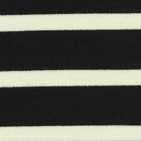 Black Horizontal-Stripe Ponte Knit, Viscose-Nylon, 340 gsm