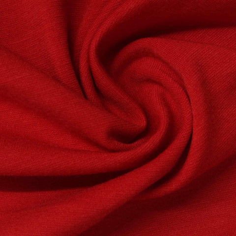 Polyester Viscose Stretch Ponte Knit Fabric, 340 gsm, 160 cm — Red