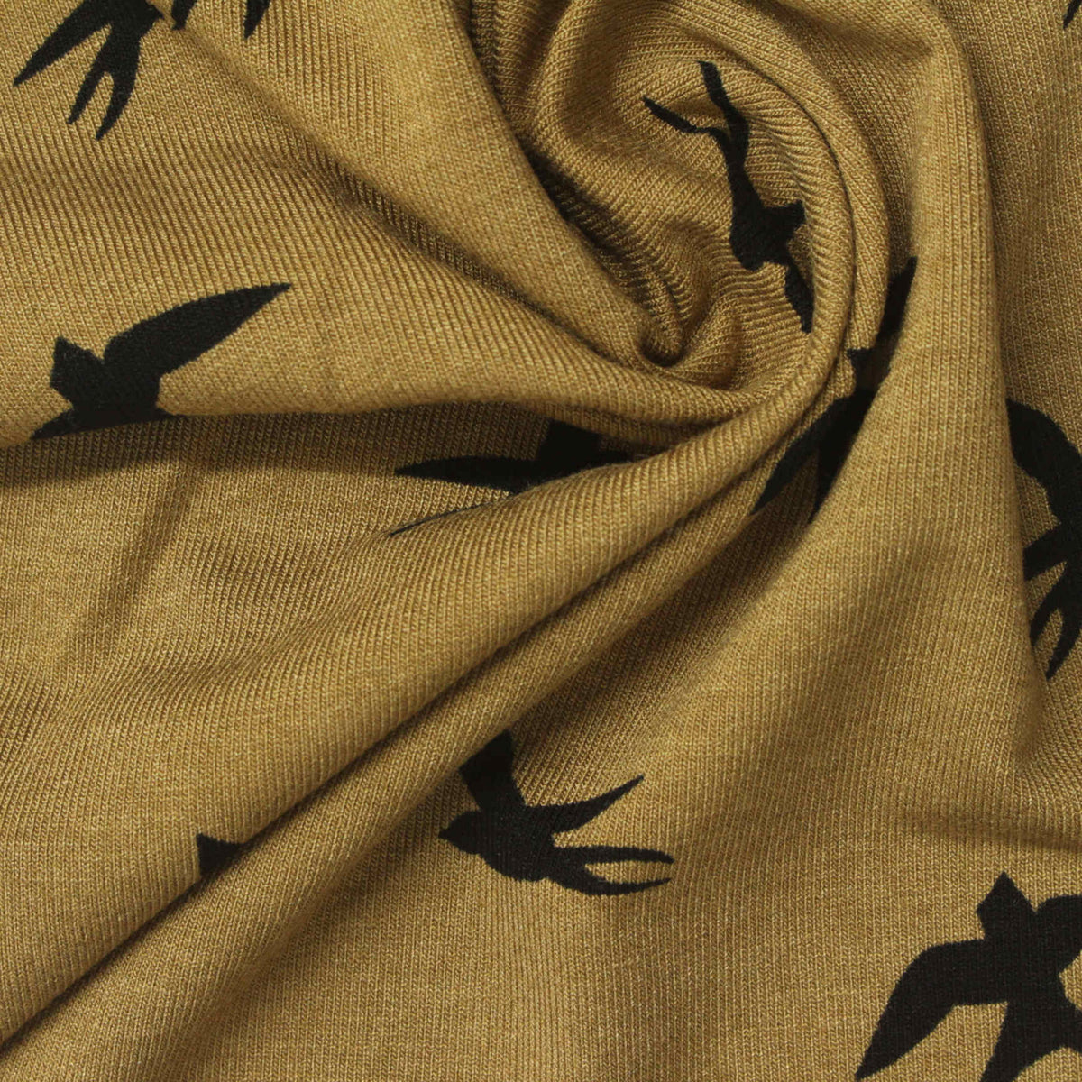 Black Bird Jersey Knit, Viscose