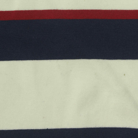 Red Horizontal-Stripe Jersey Knit, Cotton, 196 gsm