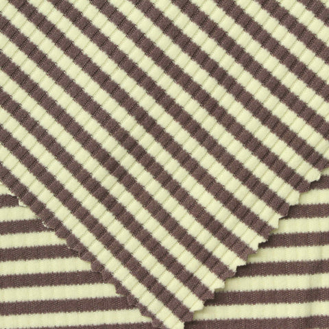 Brown Horizontal-Stripe Velvet, Polyester, 220 gsm
