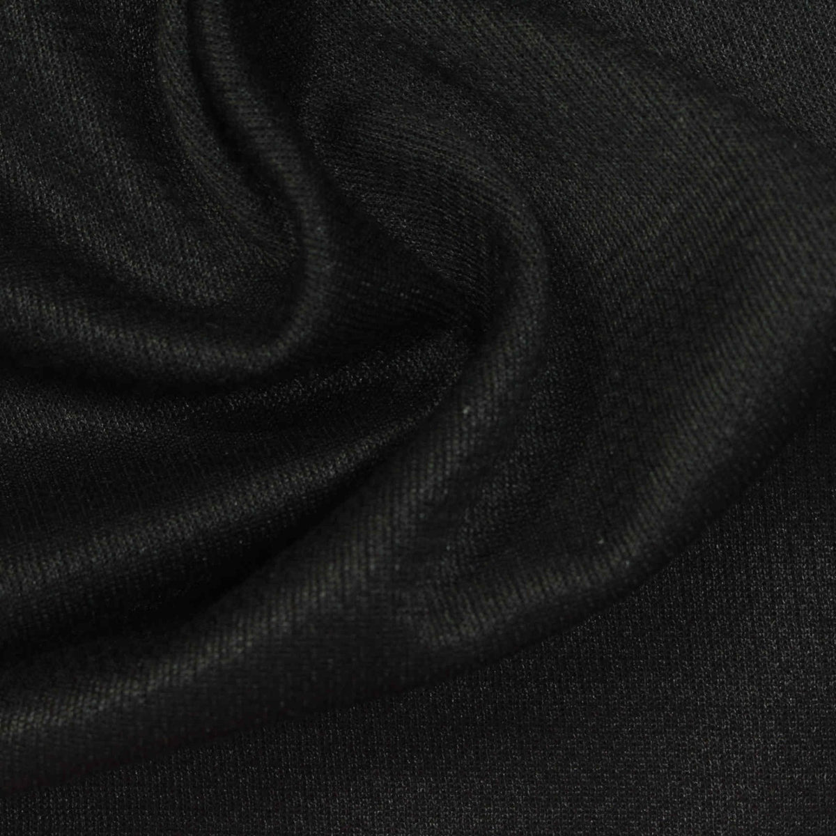 Polyester Viscose Blend Stretch Rib Knit Fabric, 278 gsm, 160 cm — Black